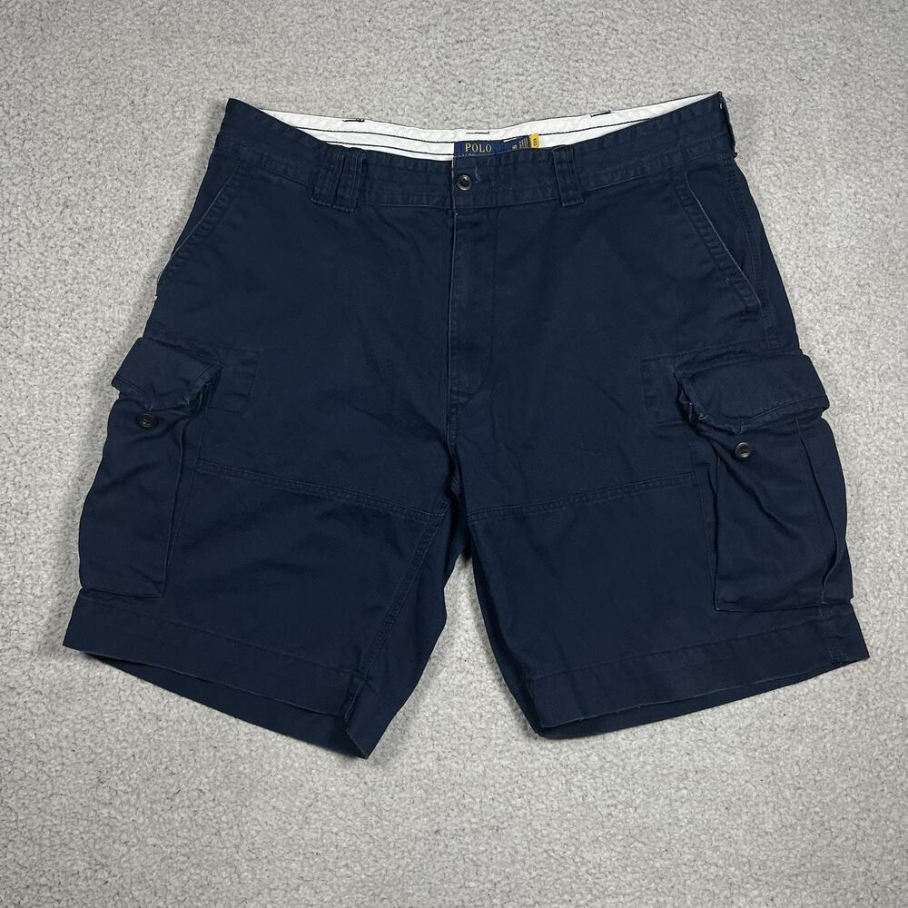 Polo Ralph Lauren Cargo Shorts Mens 40 Blue Military Field Cotton Twill Utility